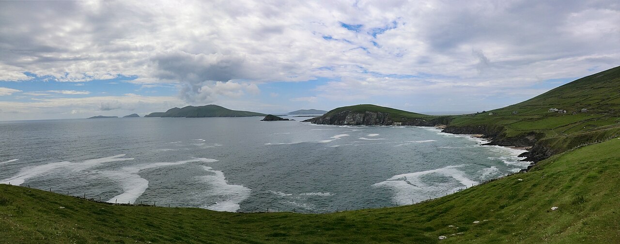 The coast at Slea Head on the Dingle Peninsula, County Kerry, with the Blasket Islands offshore.