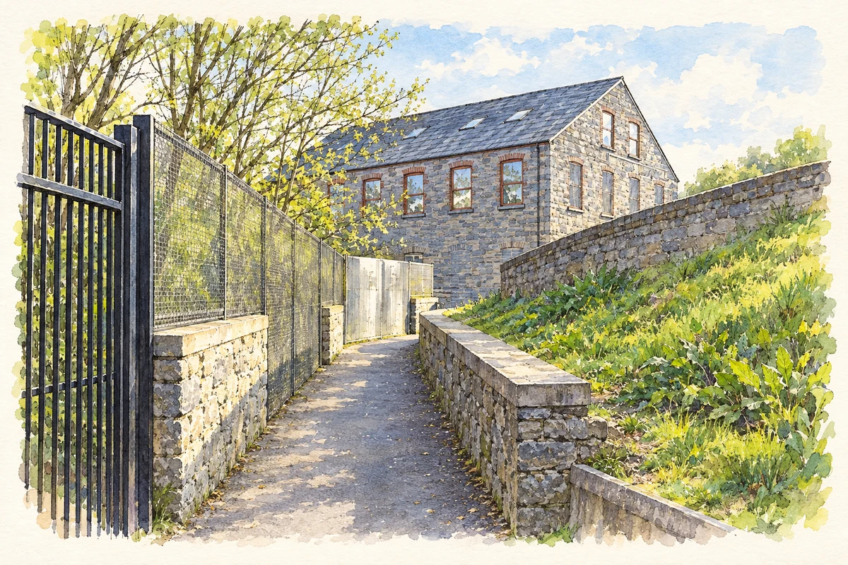 Watercolour and fine ink illustration of Old Mill from Keady Glen, Keady.