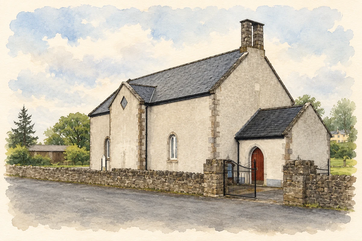 Watercolour and fine ink illustration of Douglas Hyde Centre, Portaghard, near Frenchpark.