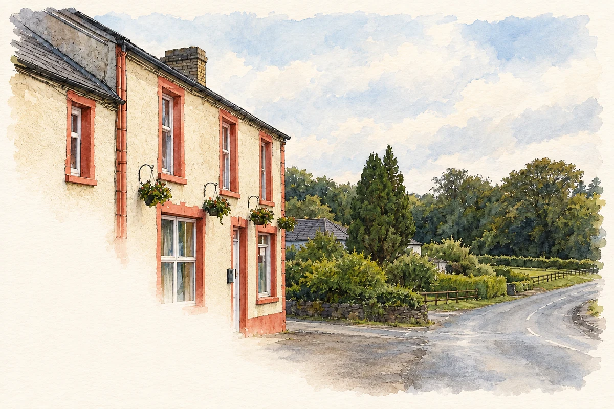 Watercolour and fine ink illustration of Redcastle Bar, County Donegal.