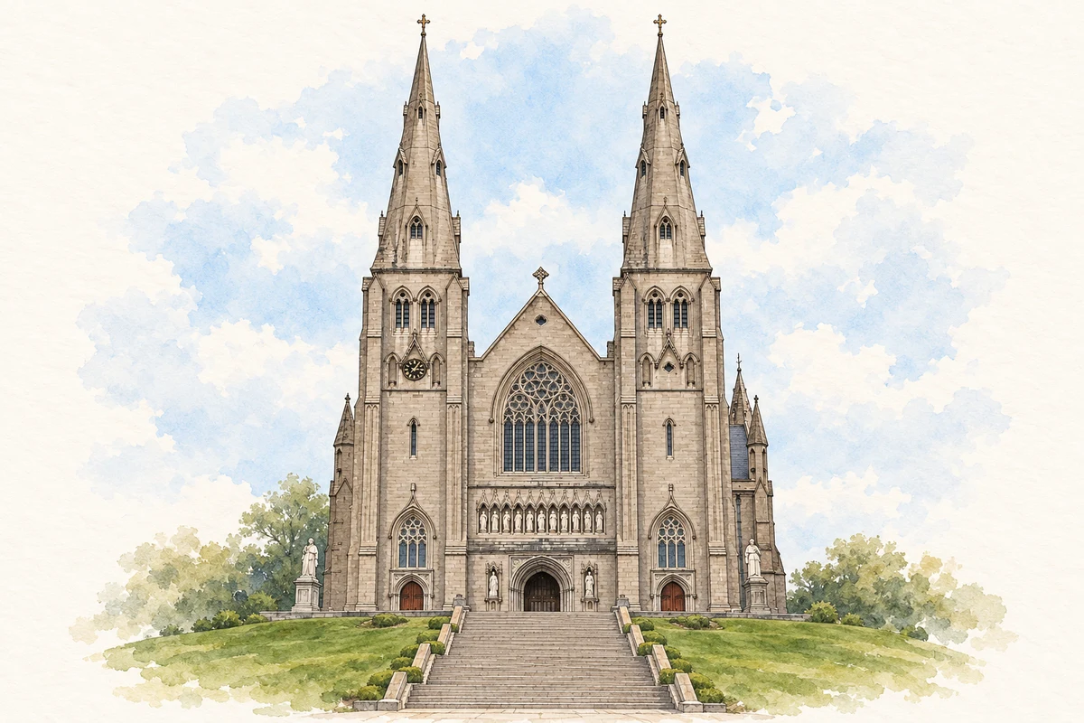 Watercolour and fine ink illustration of St Patrick’s Roman Catholic Cathedral in Armagh.