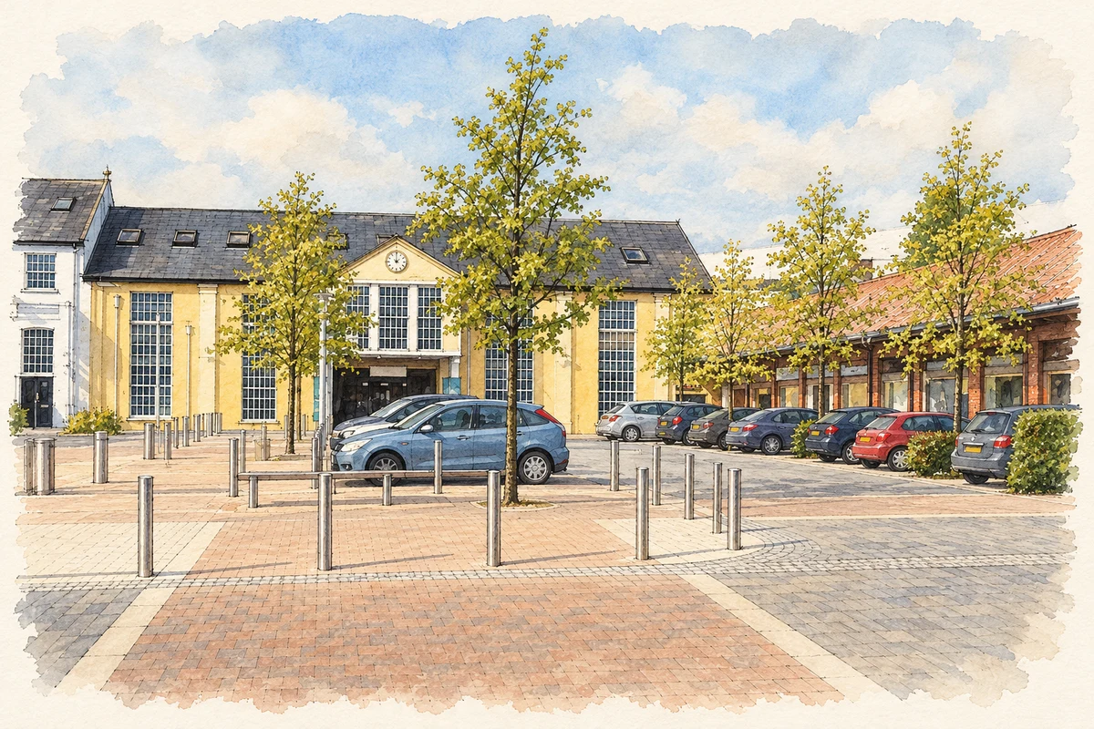 Watercolour and fine ink illustration of The Linen Green Centre, Moygashel, County Tyrone.