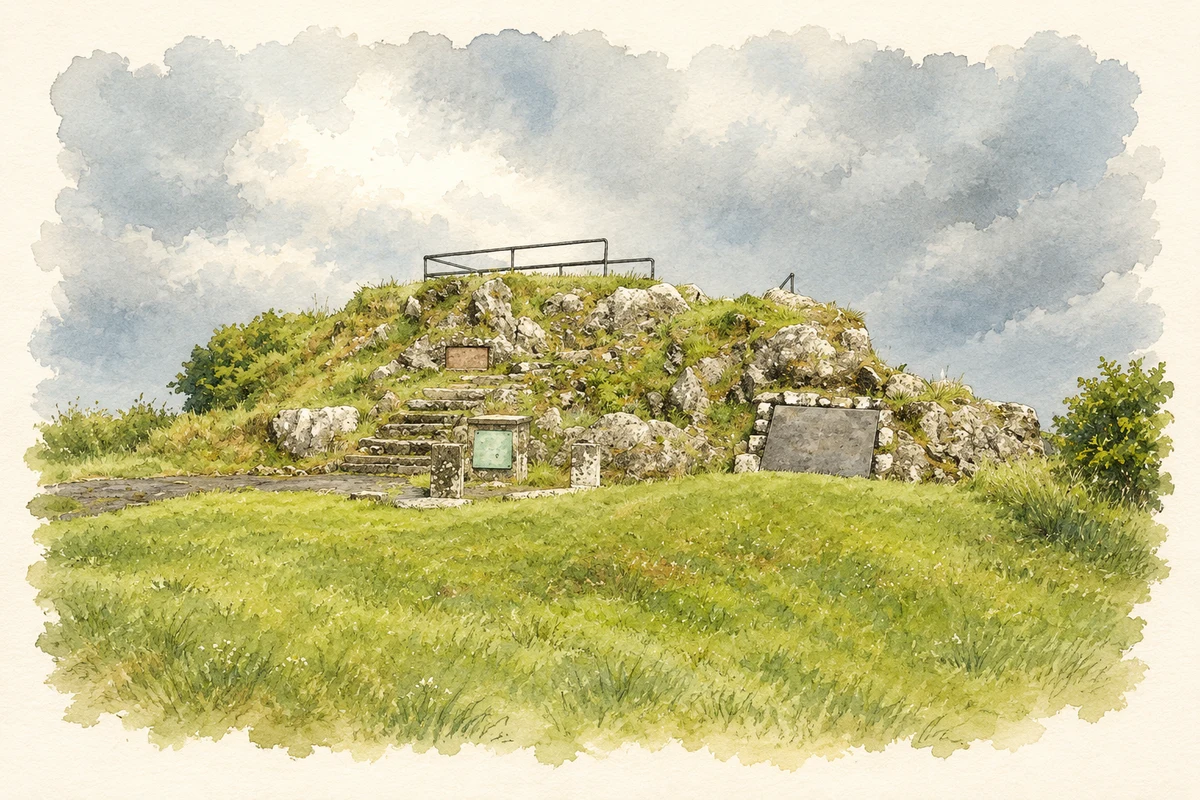 Watercolour and fine ink illustration of Sarsfield's Rock, near Cullen.