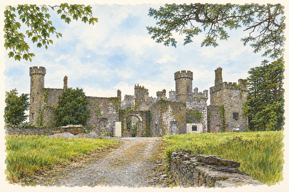 Watercolour and fine ink illustration of Castlefreke, County Cork.