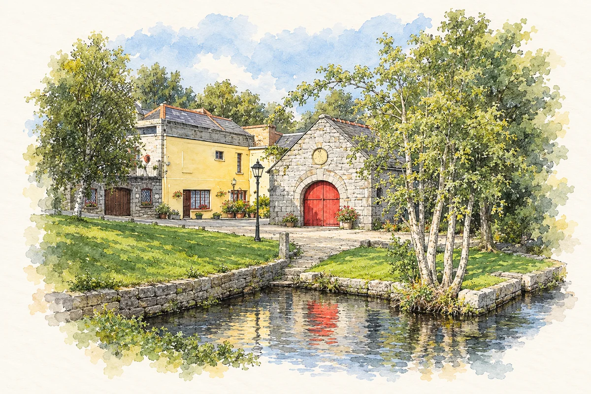 Watercolour and ink of Aughrim Forge in Aughrim.