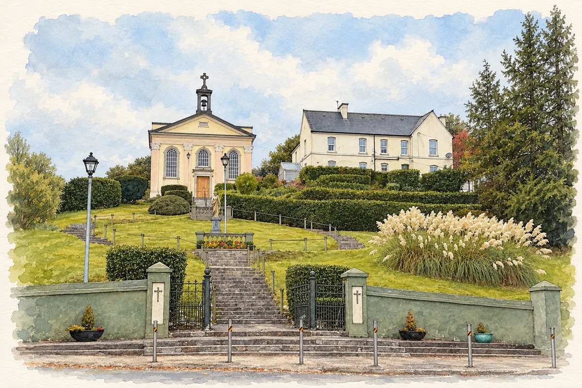 Watercolour and fine ink illustration of St Joseph's Church, Springhill, Glanmire.